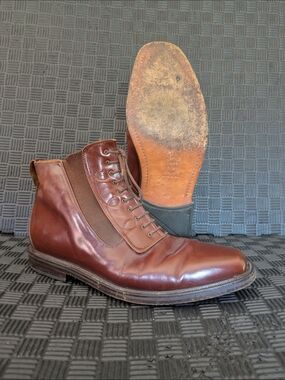 El Vaquero Women's Brown Leather Chelsea Lace Up Boots Size 42